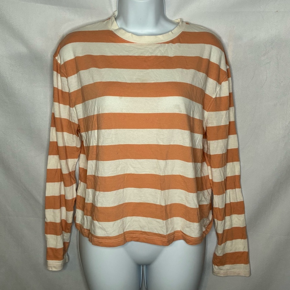 🐼 3/$25 AND Tan and White Striped Long Sleeve Shirt size Small GUC